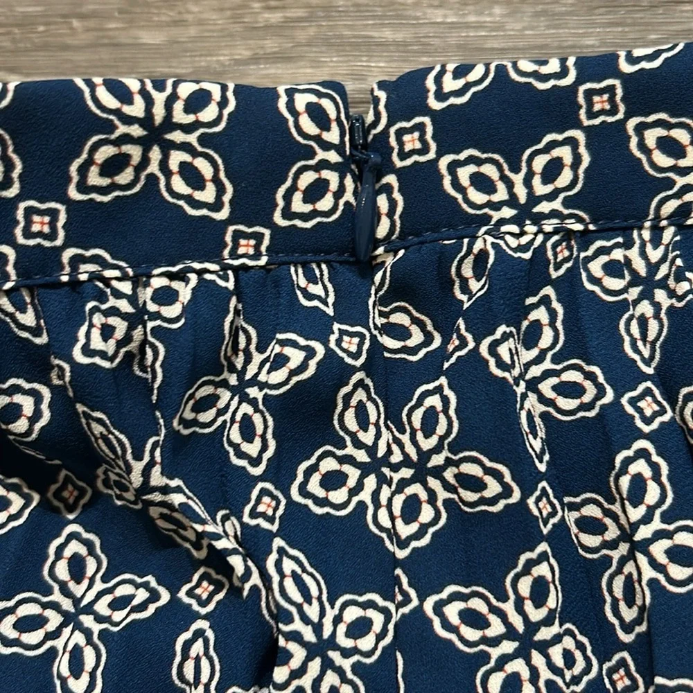 NEW J. Crew Size 10 Pleated Mini Skirt Seaport Blue Autumn Lined Print Preppy